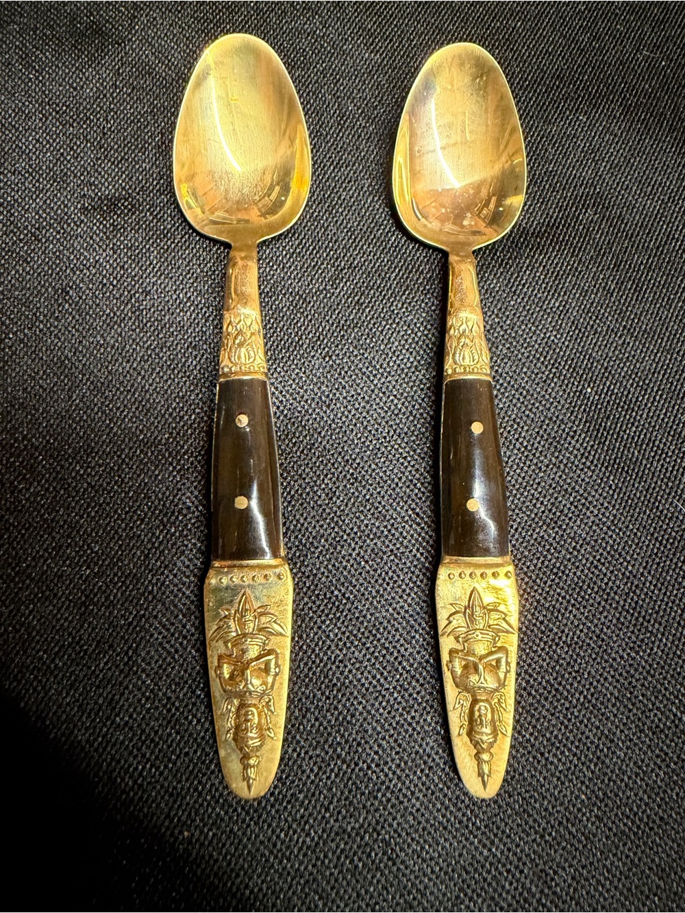 Vintage Samran Gold & Wood Teaspoons
